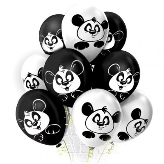 Воздушные шары с рисунком, Воздушный шар латексный 12" стандарт (ПАСТЕЛЬ)  50 шт/упак. "Забавные панды",  (50 шт.), 4.80 р. за 1 шт.