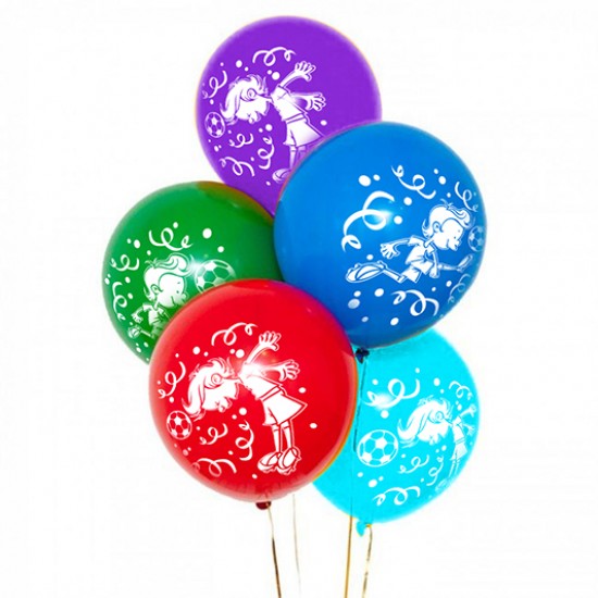 Воздушные шары с рисунком, Воздушный шар латексный 12" стандарт (ПАСТЕЛЬ) ассорти 5 шт. "Футбол",  (1 шт.), 40.50 р. за 1 шт.