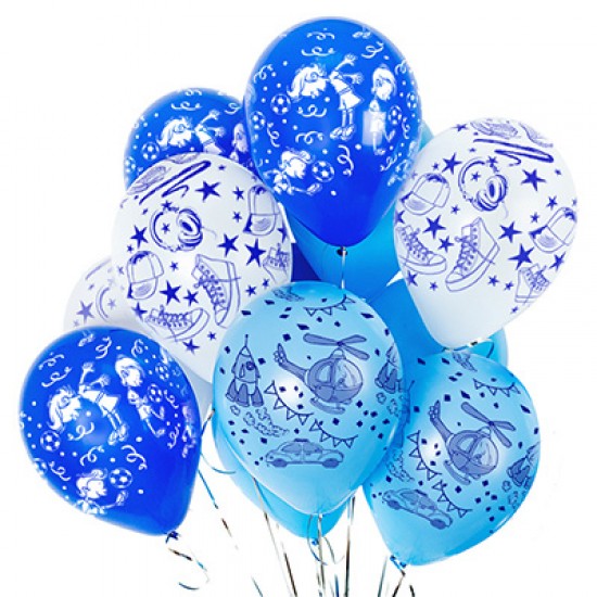 Воздушные шары с рисунком, Воздушный шар латексный 12" стандарт (ПАСТЕЛЬ) ассорти 50 шт/упак."Для мальчиков",  (50 шт.), 8.60 р. за 1 шт.